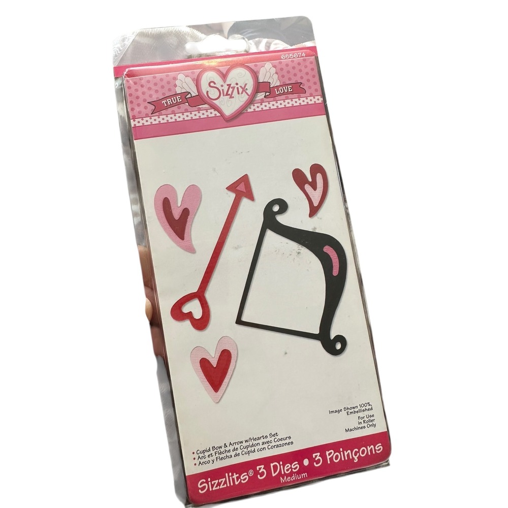 Sizzix Sizzlits True Love Cupid Bow & Arrow Heart Die Set 655674 Valentine Craft